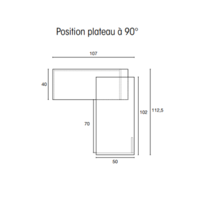 Dimensions plateau à 90°