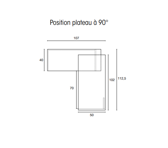 Dimensions plateau à 90°