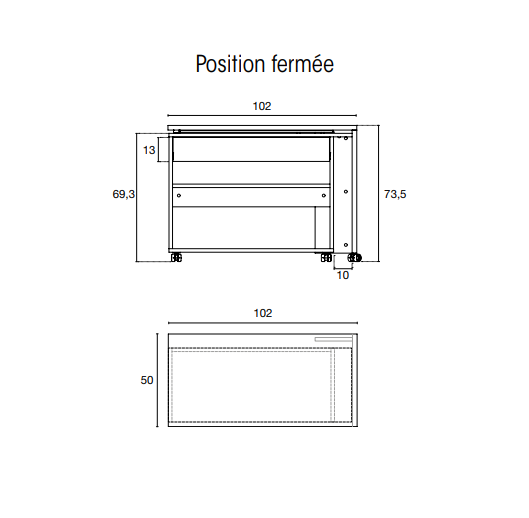 Dimensions posituion fermé